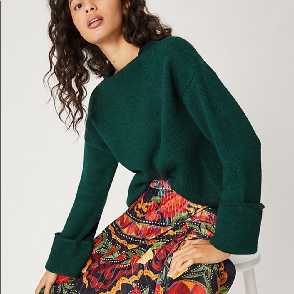 Anthropologie Basile Cropped Sweater Green